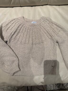 Mayoral Cream Textured Yoke Crewneck Sweater